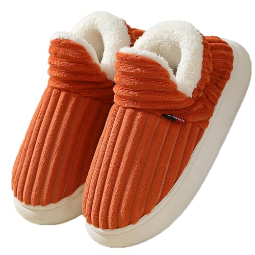 Pantoletti Plüschli Superweiche Harmont Slippers Winter Hausschuhe mit Plüschfutter Damen Herren Slippers Hausschuhe (Orange, Erwachsene, Damen, 40, Numerisch (von/bis), EU Schuhgrößensystem, 41, M) von NEUSOP