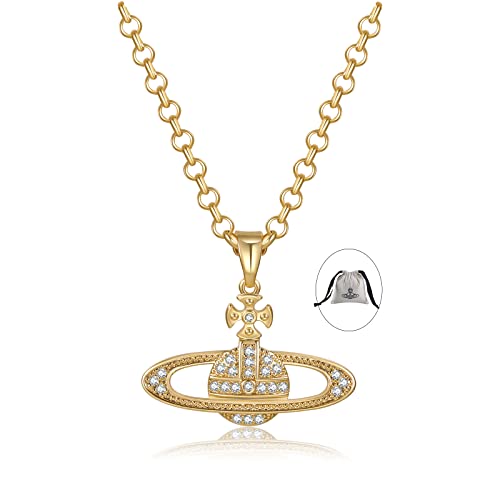 NEVEGE Saturn Halskette Planet Strass Halskette Halskette Kristall Y2k Ästhetische Anhänger Halskette für Damen Mädchen Bester Freund Freundin Jahrestag Geburtstag Schmuck Geschenk von NEVEGE