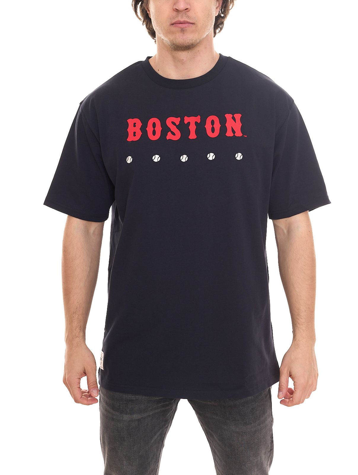 NEW ERA MLB Boston Red Sox Heritage Herren Baumwoll-Shirt trendiges Kurzarm-Shirt Oversized 12590919 Dunkelblau von NEW ERA