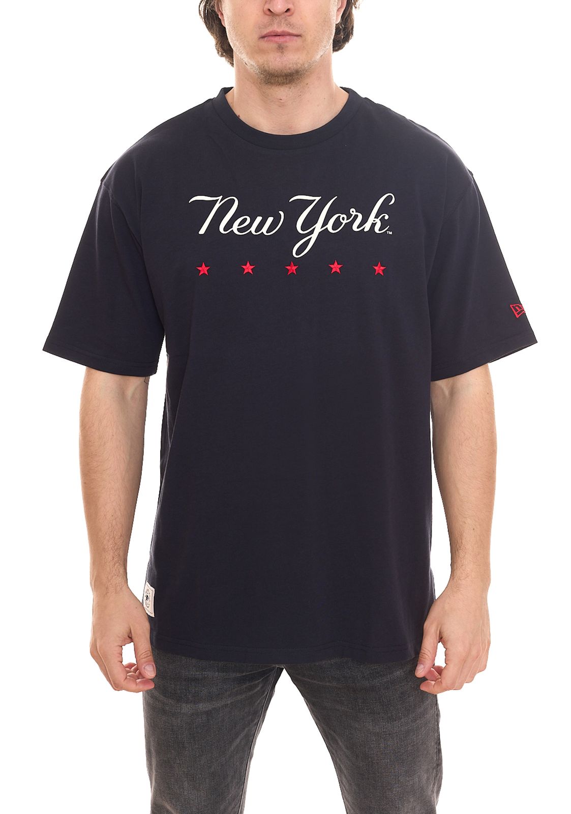 NEW ERA MLB New York Yankees Heritage Herren Baumwoll-Shirt trendiges Kurzarm-Shirt Oversized 12590917 Schwarz von NEW ERA