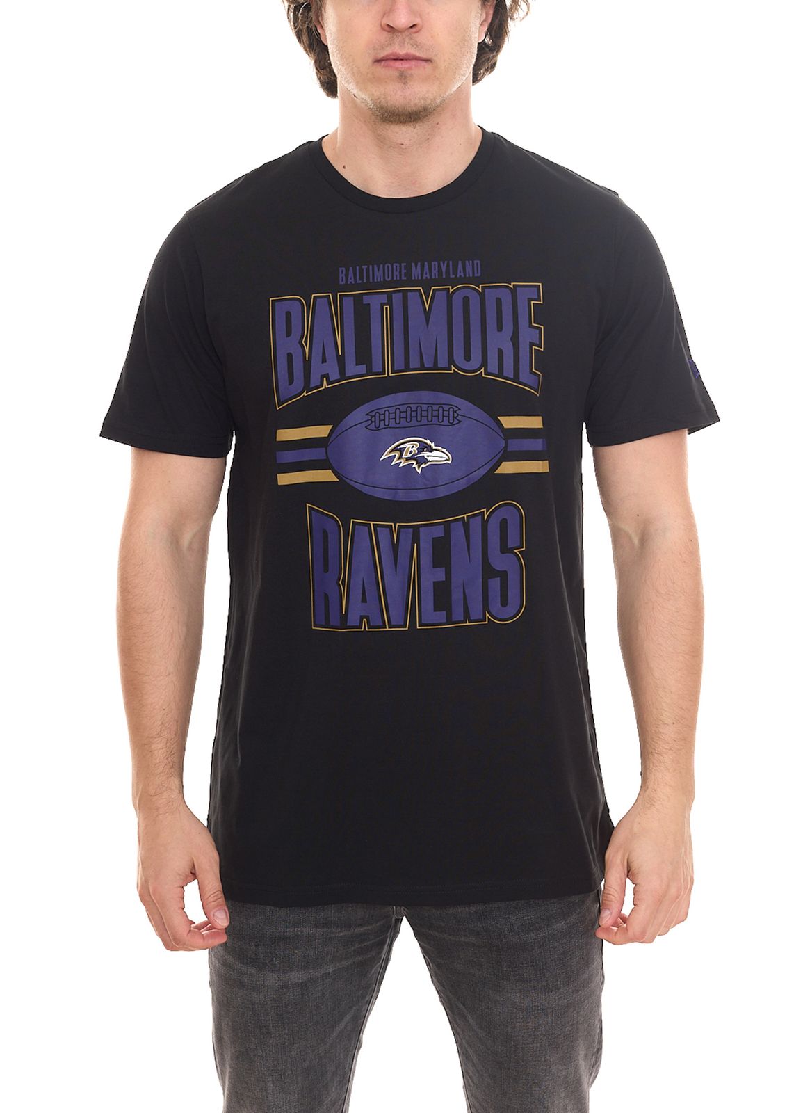 NEW ERA NFL Baltimore Ravens Herren Baumwoll-Shirt trendiges Kurzarm-Shirt 12720106 Schwarz von NEW ERA