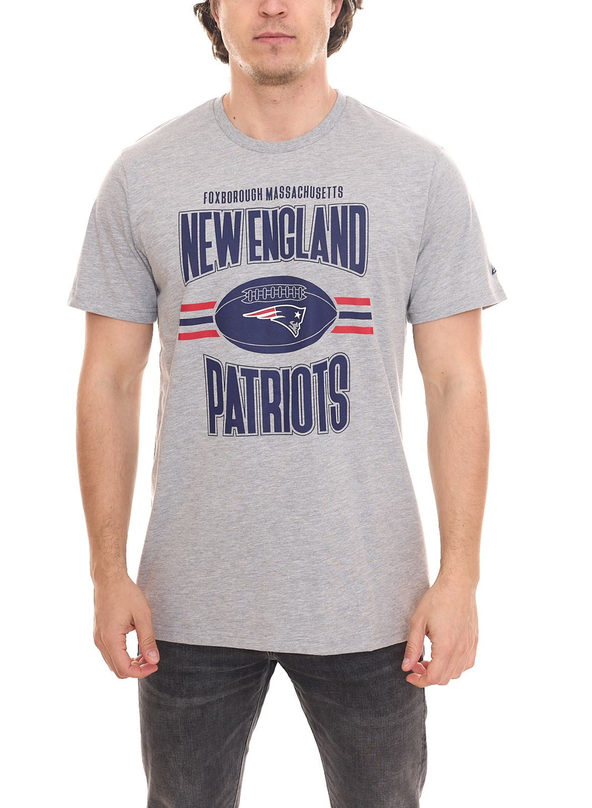 NEW ERA NFL New England Patriots Herren Baumwoll-Shirt trendiges Kurzarm-Shirt 12720102 Grau von NEW ERA