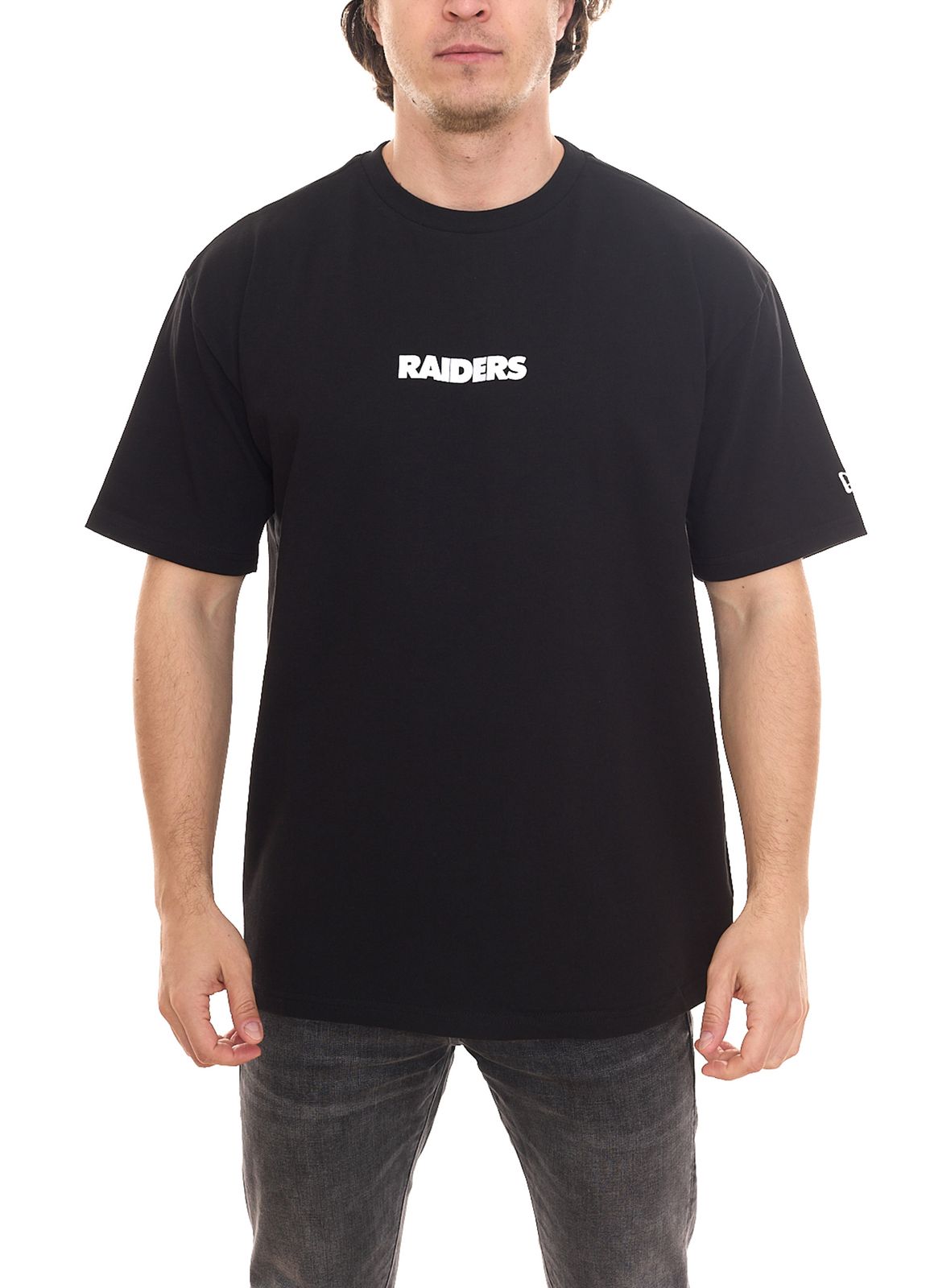 NEW ERA NFL New Las Vegas Raiders Wordmark Logo Herren Baumwoll-Shirt trendiges Kurzarm-Shirt 12653594 Schwarz von NEW ERA