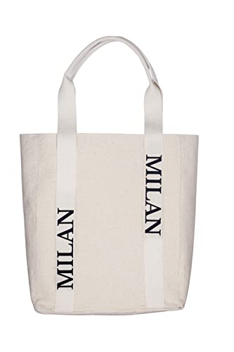 NEW HOPE Women's Tasche aus Baumwolle mit Milan-Schriftzug Shopper, Milk von NEW HOPE