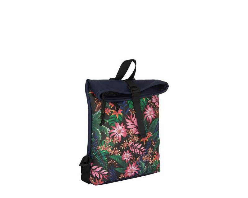 NEW REBELS Cityrucksack kleiner Roll Up RollTop Kurier Rucksack Mart Los Angeles, wasserabweisendes Planenmaterial, Flowerpower von NEW REBELS