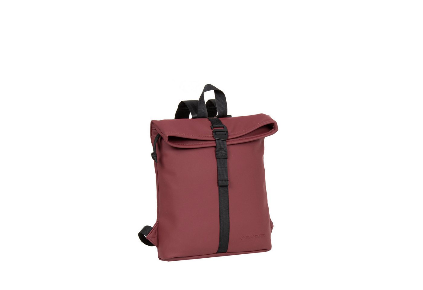 NEW REBELS Cityrucksack kleiner Roll Up RollTop Kurier Rucksack Mart Los Angeles, wasserabweisendes Planenmaterial, burgundy rot von NEW REBELS