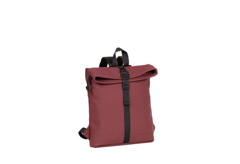 NEW REBELS Cityrucksack kleiner Roll Up RollTop Kurier Rucksack Mart Los Angeles, wasserabweisendes Planenmaterial, burgundy rot von NEW REBELS