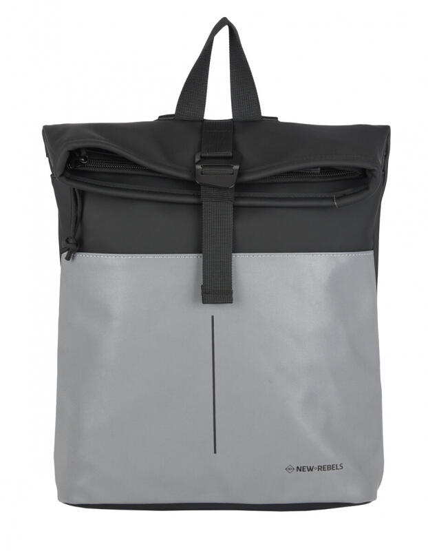 NEW REBELS - New-Rebels Bowie Los Angeles Roll-up Rucksack 9L mit Laptopfach mit Reflektorfläche schwarz Schwarz von NEW REBELS