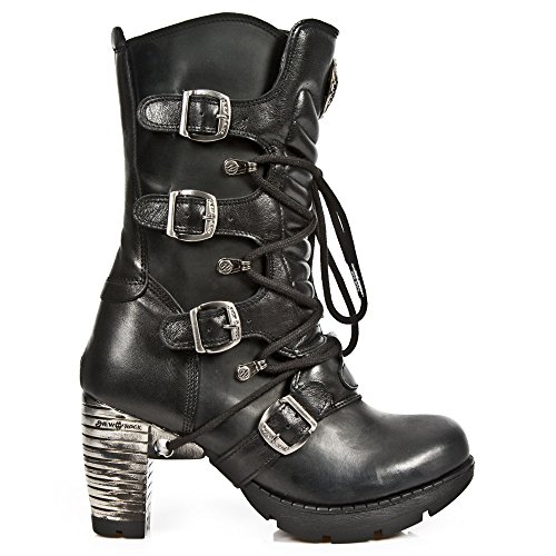 TR001-S1 Damen Punk Gothic Spitze Stiefel 100% Leder schwarz, Schwarz , 40 EU von New Rock