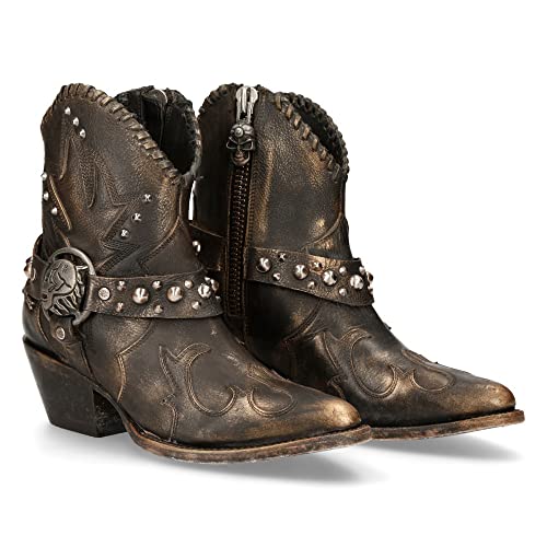 New Rock Western Cowboy Skull Vintage Braun Kupfer Braun Damen Boots Texas Jeansstiefel M.WSTM004-S1, kupfer, 39 EU von New Rock