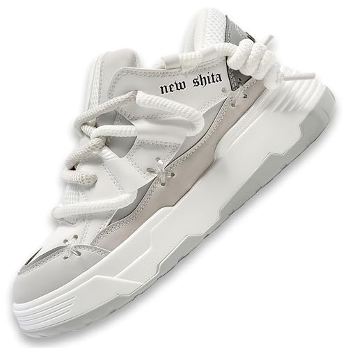 NEW SHITA Damen-Sneaker, Kunstleder, modisch, Plateau, klobig, leicht, atmungsaktiv, höhenerhöhend, Unisex, lässig, Walking, Tennis, Laufschuhe, Weiß/Grau, 7 Women/6 Men NEW SHITA Damen-Sneaker, Kunstleder, modisch, Plateau, klobig, leicht, atmungsaktiv, höhenerhöhend, Unisex, lässig, Walking, Tennis, Laufschuhe, Weiß/Grau, 7 Women/6 Men von NEW SHITA