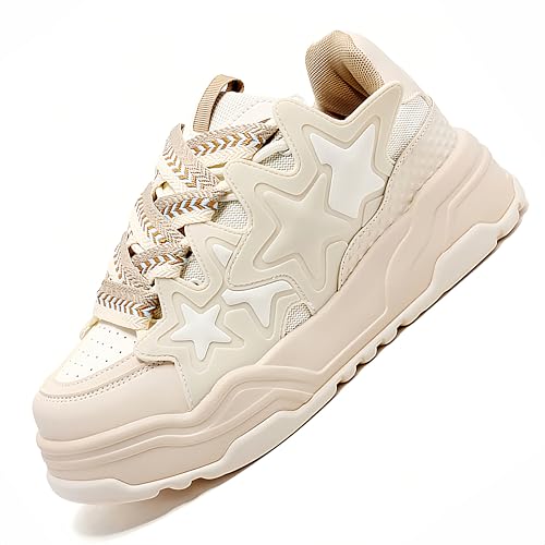 Unisex Stars Casual Walking Schuhe Damen Mode Cute Platform Chunky Sneakers Trendy Bequem Herren Tennis, Beige, 9 Women/7 Men Unisex Stars Casual Walking Schuhe Damen Mode Cute Platform Chunky Sneakers Trendy Bequem Herren Tennis, Beige, 9 Women/7 Men von NEW SHITA