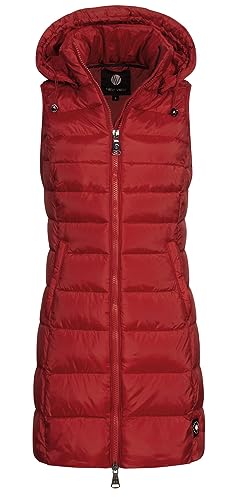 NEW VIEW Damen 3/4-lange Steppweste mit Kapuze L70022FC08 Rot (Sawy Red) S von NEW VIEW