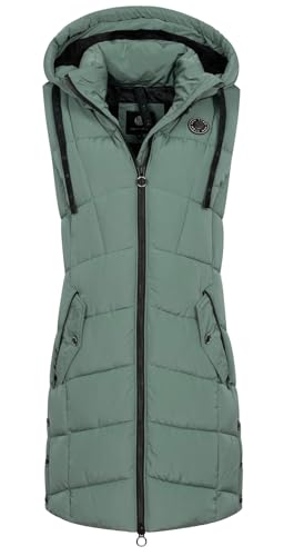 NEW VIEW Damen 3/4-lange Steppweste mit Kapuze L70027FC02 Salbei (Trooper) XXL von NEW VIEW