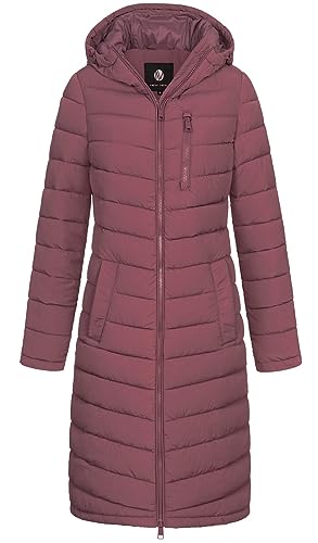 NEW VIEW Damen Jacke Steppmantel Tessa Long mit Kapuze L60188FC02 Alt-Rose (Rose Brown) L von NEW VIEW