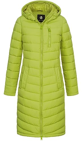 NEW VIEW Damen Jacke Steppmantel Tessa Long mit Kapuze L60188FC02 Lemon-Grün (Oasis) S von NEW VIEW