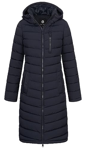 NEW VIEW Damen Jacke Steppmantel Tessa Long mit Kapuze L60188FC02 Navy (Dark Navy) L von NEW VIEW