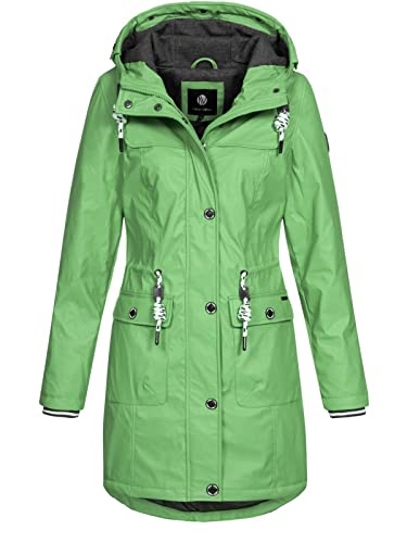 NEW VIEW Damen Regenjacke wasserabweisender Parka Annika Long mit Kapuze Grün (Loden Frost) S von NEW VIEW