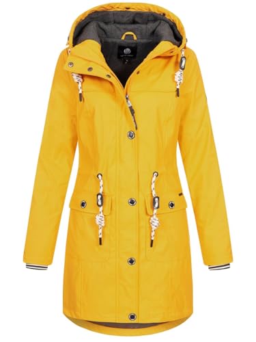 NEW VIEW Damen Regenjacke wasserabweisender Parka mit Kapuze Annika Long L60273FC14 Gelb (Golden Rod) XL von NEW VIEW