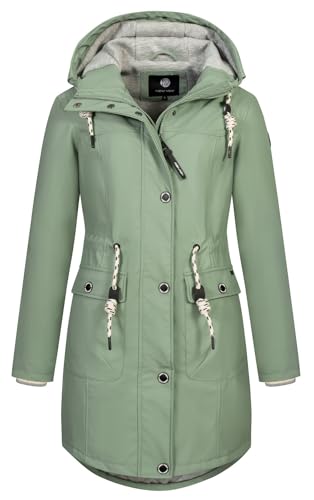 NEW VIEW Damen Regenjacke wasserabweisender Parka mit Kapuze Annika Long L60273FC17 Grün (Iceberg Green) XL von NEW VIEW