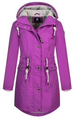NEW VIEW Damen Regenjacke wasserabweisender Parka mit Kapuze Annika Long L60273FC17 Pink (Cattleya Orchid) XL von NEW VIEW
