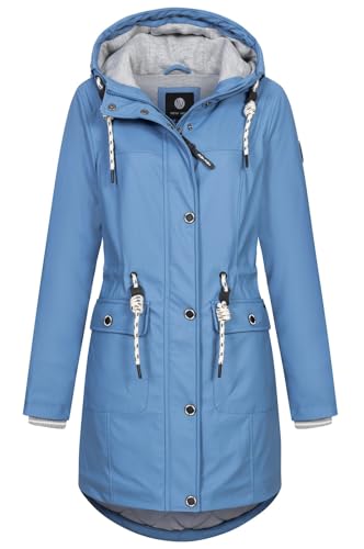 NEW VIEW Damen Regenjacke wasserabweisender Parka mit Kapuze L60273FC13 Blau (Scandi Blue) S von NEW VIEW