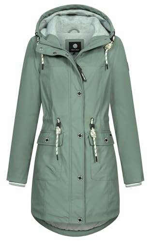 NEW VIEW Damen Regenjacke wasserabweisender Parka mit Kapuze L60273FC13 Grün (Scandi Green) L von NEW VIEW