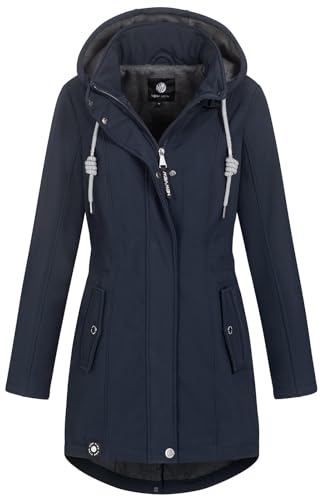 NEW VIEW Damen Softshelljacke wasserabweisender Parka mit Kapuze L60279FC02 Navy (Dark Sapphire) L von NEW VIEW