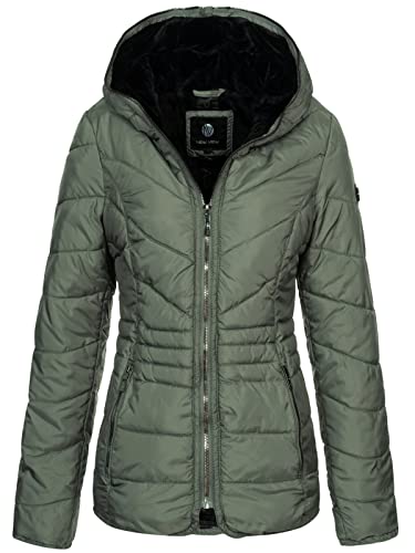 NEW VIEW Damen Steppjacke L60191FC01 gesteppte Damenjacke mit Kapuze Rauchgrün (Slate Green) XL von NEW VIEW