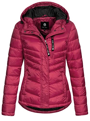 NEW VIEW Damen Steppjacke Tessa Short gesteppte Jacke mit Kapuze Pink (Sangria Metallic) M von NEW VIEW