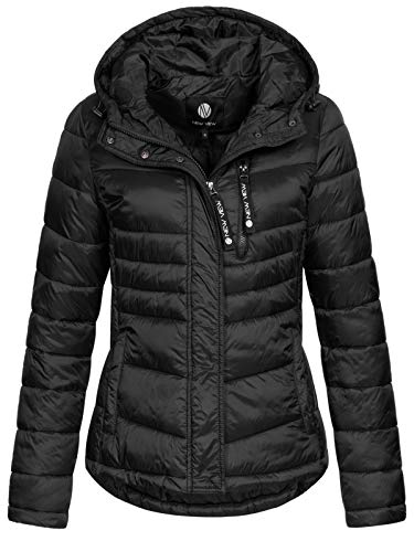 NEW VIEW Damen Steppjacke Tessa Short gesteppte Jacke mit Kapuze Schwarz (Black Metallic) XL von NEW VIEW