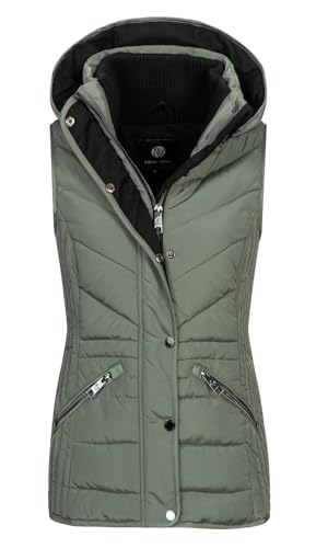 NEW VIEW Damen Steppweste Finja Damenweste mit Kapuze L70007FC01 Grau-Grün (Castor Grey) XXL von NEW VIEW