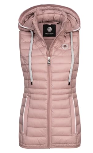 NEW VIEW Damen Steppweste L70012FC00 gesteppte Damenweste mit Kapuze Rose (Pale Mauve) M von NEW VIEW