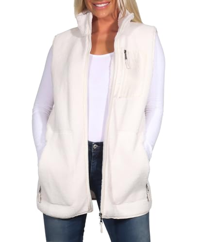 NEW VIEW Damen Teddyfleece-Weste L70040FC00 Teddyweste mit Kragen Off White (Cream White) L von NEW VIEW