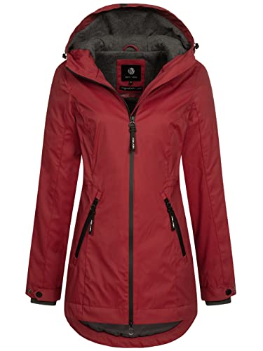 NEW VIEW Damen wasserabweisende Regenjacke Lia mit Kapuze Rot (Biking Red) L von NEW VIEW