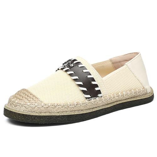NEWBELLA Cozy Damen Slip-On Loafers - Bequeme Runde Zehen Canvas Flats mit atmungsaktivem Futter Klassische Freizeitschuhe für Alltag, Beige, 35 EU von NEWBELLA