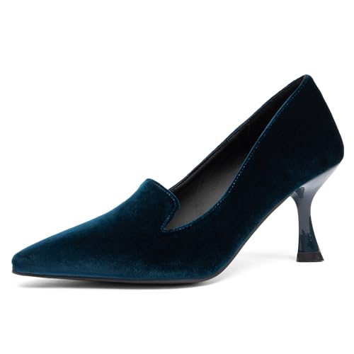 NEWBELLA Damen 2,5 Zoll Stiletto Pumps - Spitzzehe Wildleder Heels für Büro Hochzeit & Party Slip On Mid Heel Kleid Schuhe, Marineblau, 39.5 EU NEWBELLA Damen 2,5 Zoll Stiletto Pumps - Spitzzehe Wildleder Heels für Büro Hochzeit & Party Slip On Mid Heel Kleid Schuhe, Marineblau, 39.5 EU von NEWBELLA