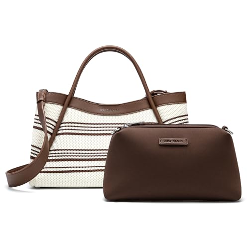 NEWBELLA Damen Knit Shoulder Bag - Handtasche mit verstellbarem Riemen & Tragegriff oben, Tote Geldbörse für den täglichen Gebrauch, Einkaufen & Reisen, Braun von NEWBELLA