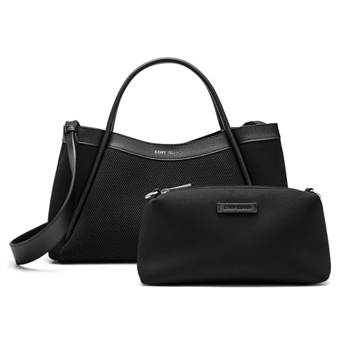 NEWBELLA Damen Knit Shoulder Bag - Handtasche mit verstellbarem Riemen & Tragegriff oben, Tote Geldbörse für den täglichen Gebrauch, Einkaufen & Reisen, Schwarz von NEWBELLA