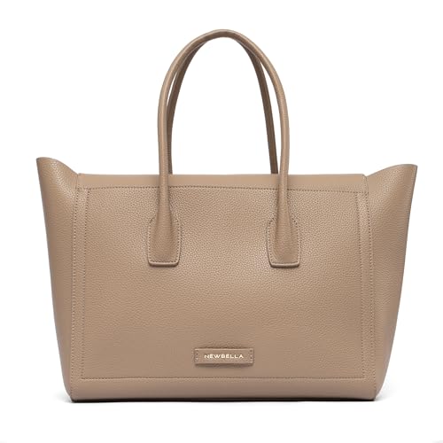 NEWBELLA Damen Medium Tote Bag - Stilvolle Arbeit & Reise Umhängetasche mit Tragegriff oben, geräumige lässige Geldbörse für Büro, Braun von NEWBELLA