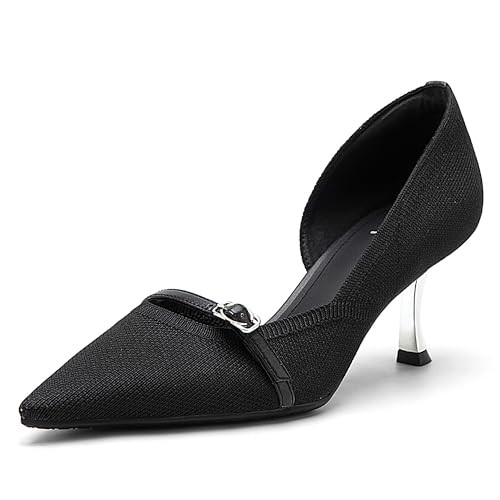 NEWBELLA Damen Pumps mit spitzem Zehenbereich – elegante High Heel Kleid Schuhe, klassische einfache Pumps für Hochzeit, Party & Büro, Schwarz, 41 EU von NEWBELLA