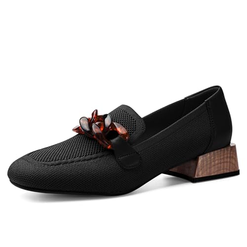 NEWBELLA Damen Slip-On Loafers - Atmungsaktive Strick-Sneaker zum Gehen, leichte Freizeitschuhe für Frauen, bequeme flache Schuhe für den täglichen Gebrauch, Schwarz, 36 EU von NEWBELLA