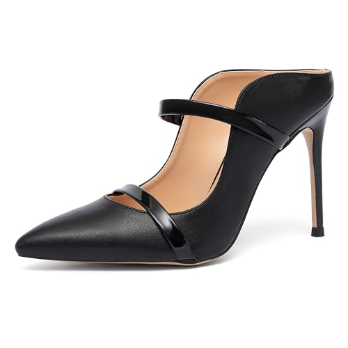 NEWBELLA Damen Spitz Zehe Stiletto Heels Elegant Prom Party Schuhe High Heel Kleid Pumps für Abend Hochzeit Besondere Anlässe, Schwarz, 38.5 EU von NEWBELLA