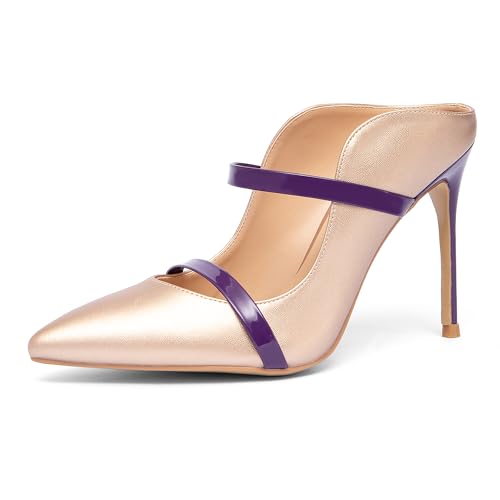NEWBELLA Damen Spitz Zehe Stiletto Heels Elegant Prom Party Schuhe High Heel Kleid Pumps für Abend Hochzeit Besondere Anlässe, Violett, 42 EU von NEWBELLA