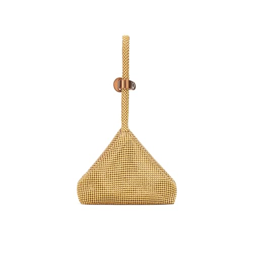 NEWBELLA Damen Strass Abendtasche - Triangel Top Griff Clutch Geldbörse Mini Handtasche für Hochzeit Party oder formelle Veranstaltungen, Gold von NEWBELLA