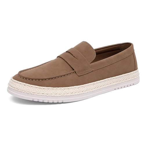 NEWBELLA Herren Slip-On Loafers - Bequeme Freizeitschuhe Schuhe Atmungsaktive Leichte Penny Loafer für Männer Business Schuhe mit gepolsterter Innensohle, CAMEL, 44 EU von NEWBELLA