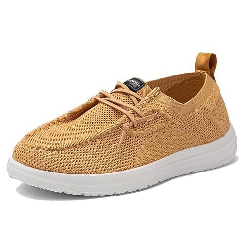 NEWBELLA Herren-Slipper – lässige Wanderschuhe mit bequemer Dämpfung, leichte Boots-Sneaker für Herren, atmungsaktives und flexibles Design, gelb, 40 EU von NEWBELLA