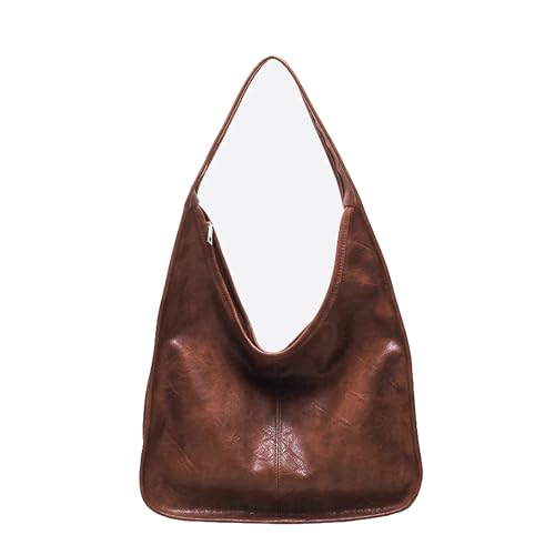 NEWBELLA Hobo-Tasche für Damen, große Kapazität, Handtasche, Schultertasche, mit Reißverschluss, Braun von NEWBELLA