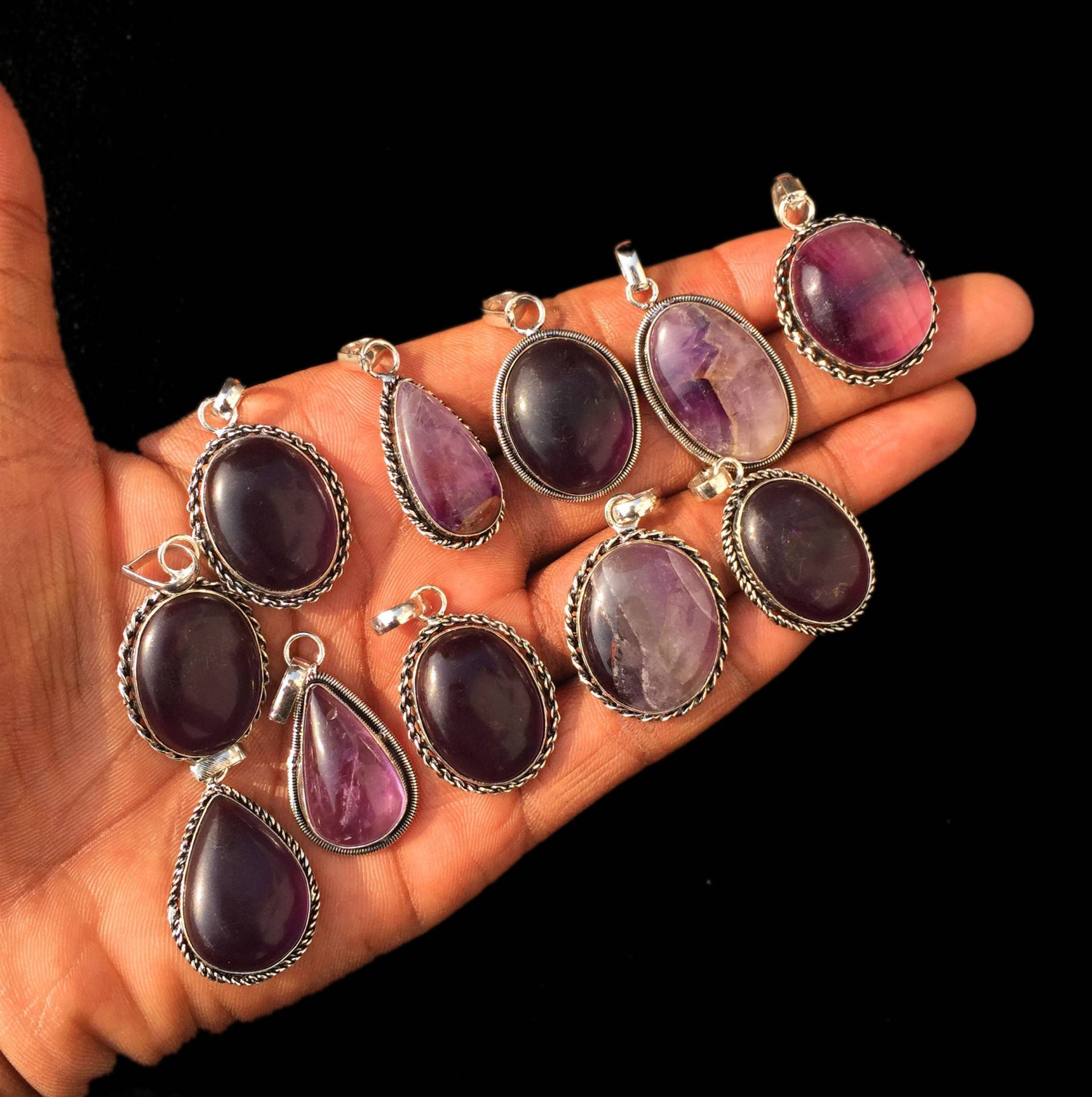 Amethyst Edelstein Halskette Anhänger, Silber Overlay Handgemachter Hippie Boho Juni Birthstone Anhänger Schmuck von NEWCELLECTION