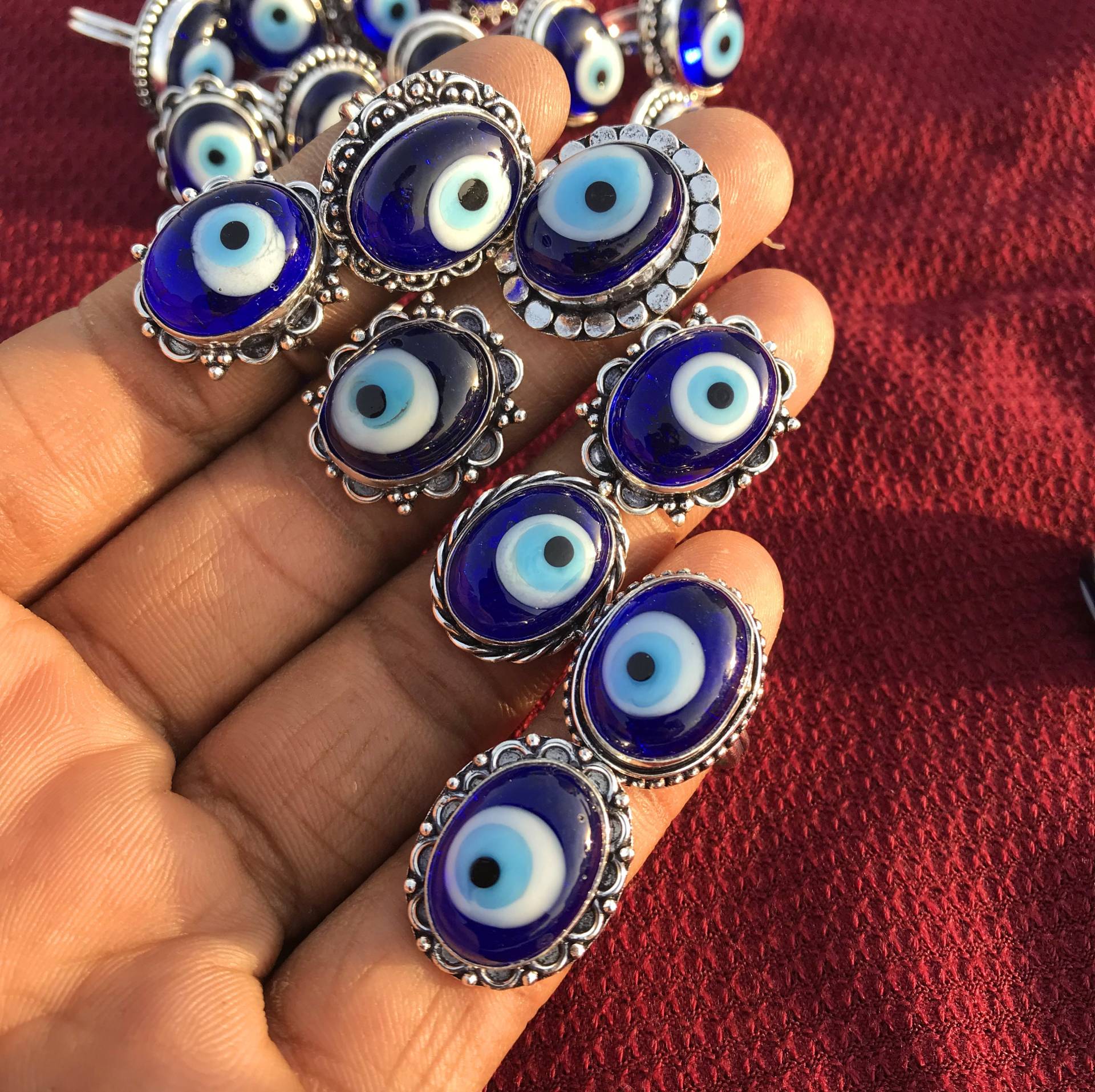 Evil Eye Kristall Ring, Silber Overlay Blauer Gewickelter Versilberter Ring von NEWCELLECTION